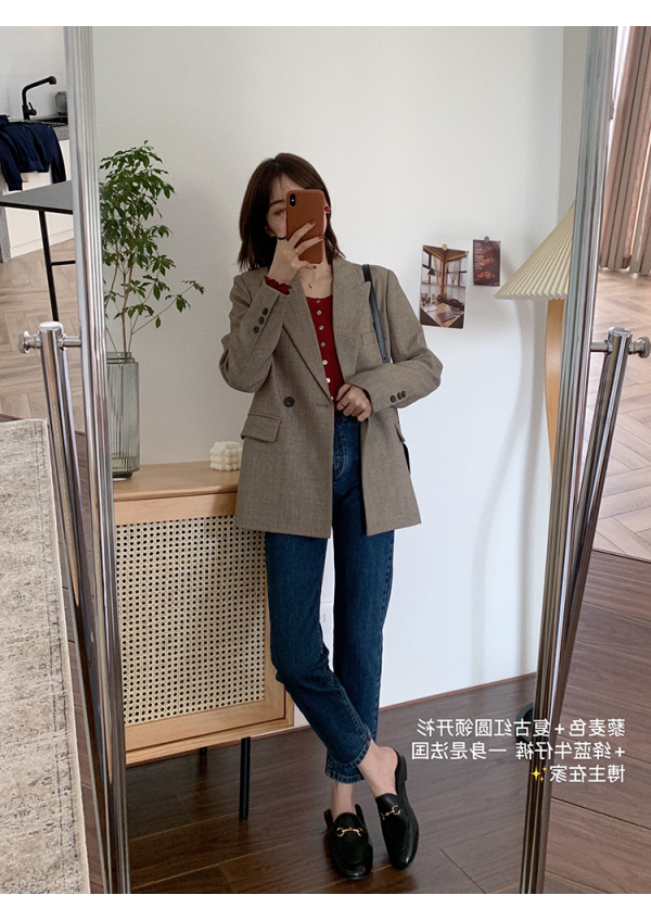 Chic White Petite Suit Jacket for Women - High-End Casual Blazer in Korean Style for Spring & Autumn 2025