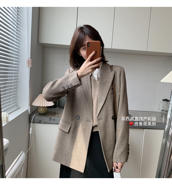 Chic White Petite Suit Jacket for Women - High-End Casual Blazer in Korean Style for Spring & Autumn 2025