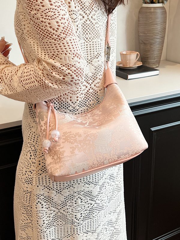 Chinese Style Handheld Embroidery Underarm Bag - High-End Women's Crossbody Bag with National Wind Design