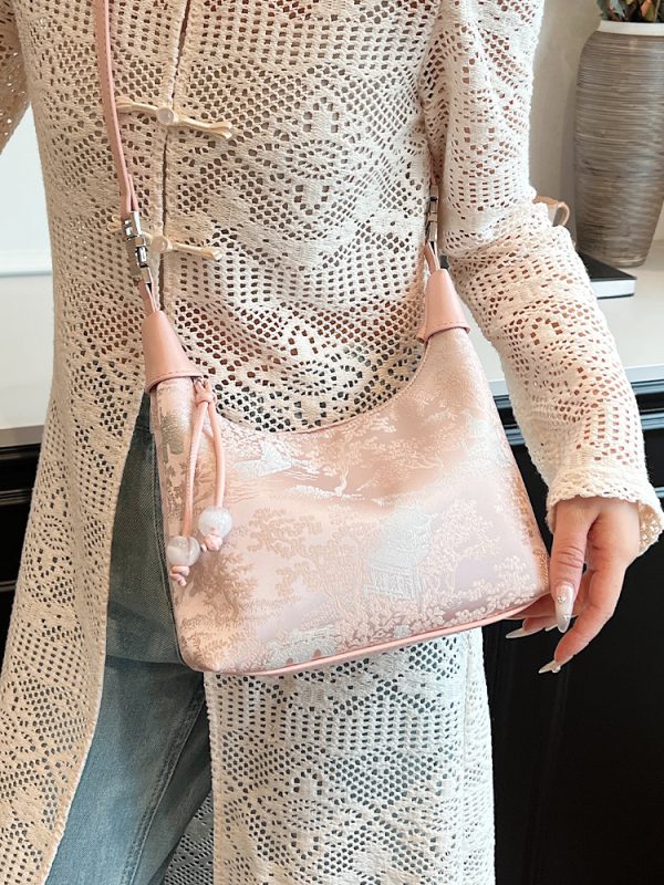 Chinese Style Handheld Embroidery Underarm Bag - High-End Women's Crossbody Bag with National Wind Design