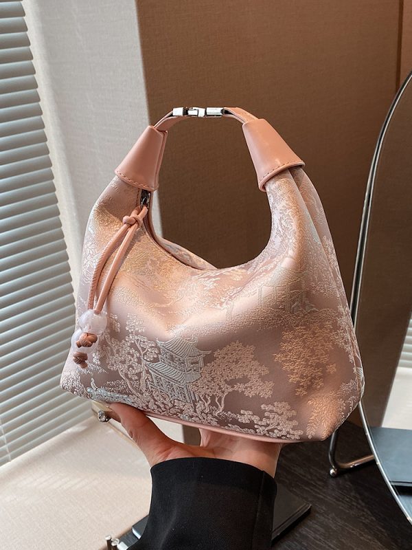 Chinese Style Handheld Embroidery Underarm Bag - High-End Women's Crossbody Bag with National Wind Design