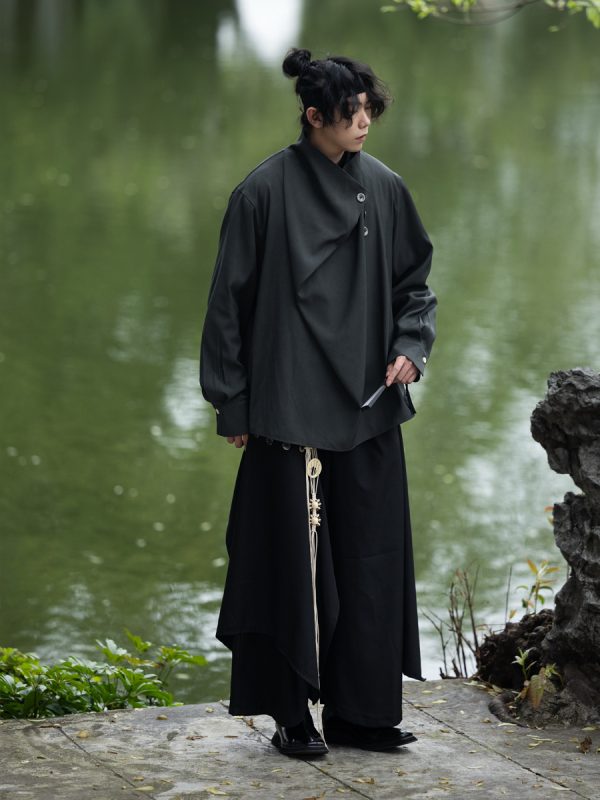 Chinese-Style Layered Retro Trousers for Men and Women - Loose Draped Long Pants for a High-End National Look