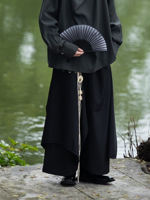Chinese-Style Layered Retro Trousers for Men and Women - Loose Draped Long Pants for a High-End National Look