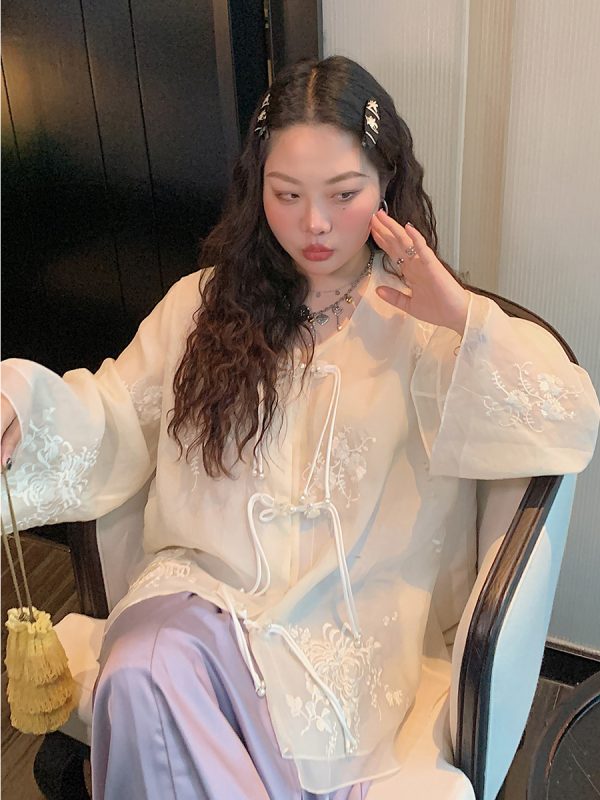 Chinese Style National Wind Shirt for Women - Unique Spring Top 2025, Elegant Design, Vintage Aesthetic, Bohemian Fashion