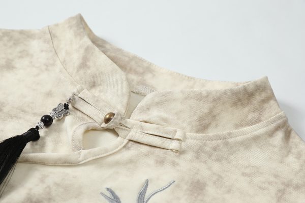 Chinese Style Tie-Dye Women's Short Sleeve T-Shirt with Frog Buttons - Unique Summer Top for Y2K and Korean Fashion