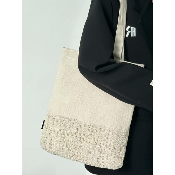 Chinese-Style Zen Canvas Tote Bag 2024 - Large Capacity Shoulder Bag for Commuting and Versatile Everyday Use