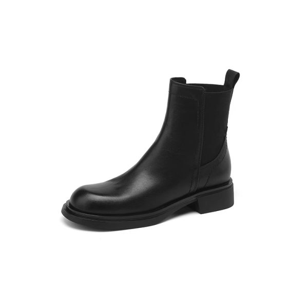 Chunky Heel Martin Boots in Italian-Style Soft Leather, 4 cm Comfort Sole, Cowhide, Trendy and Durable Footwear