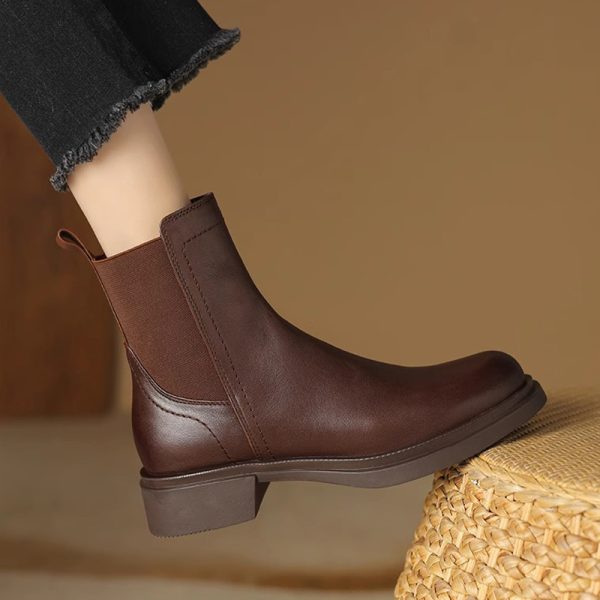 Chunky Heel Martin Boots in Italian-Style Soft Leather, 4 cm Comfort Sole, Cowhide, Trendy and Durable Footwear
