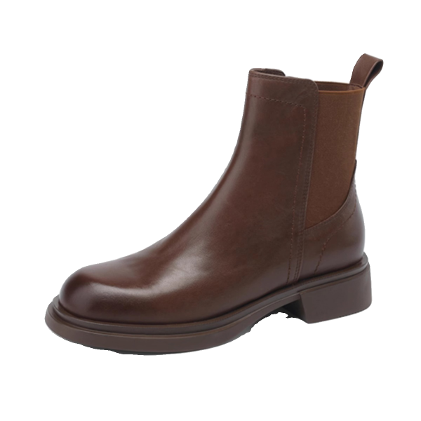 Chunky Heel Martin Boots in Italian-Style Soft Leather, 4 cm Comfort Sole, Cowhide, Trendy and Durable Footwear