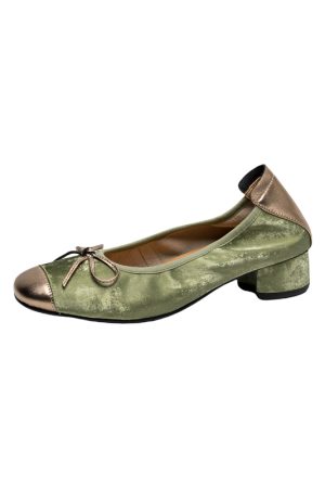 Color-Block Bow Mid-Heel Chunky Open-Toe Flats for Women - Genuine Leather Summer Soft Sole Egg Roll Shoes