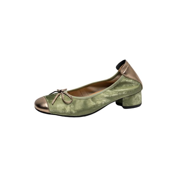 Color-Block Bow Mid-Heel Chunky Open-Toe Flats for Women - Genuine Leather Summer Soft Sole Egg Roll Shoes