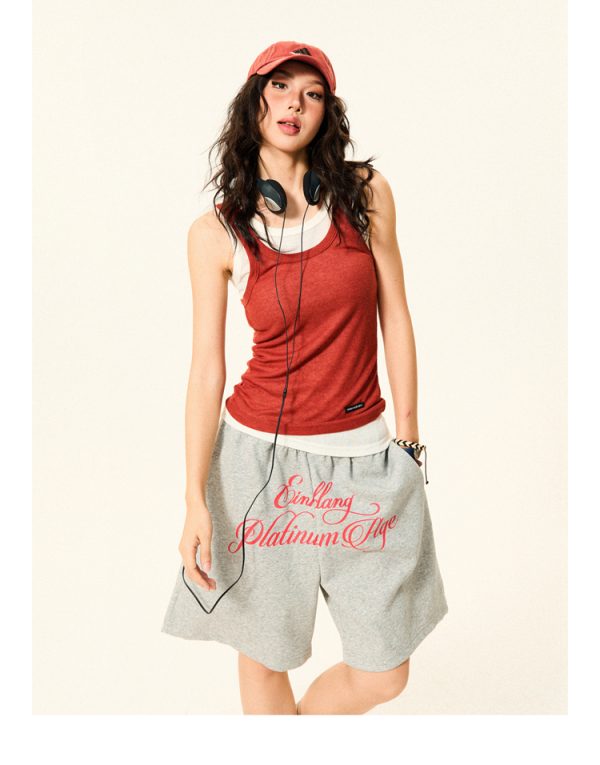 Color-Block Knitted Vest for Women - Spicy Girl American Style Slim-Fit Two-Piece Sports Top for Summer