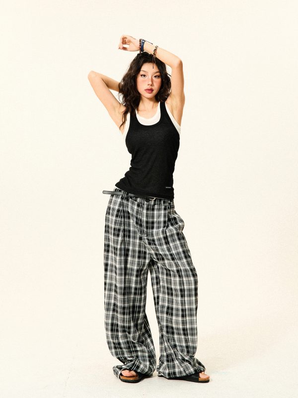 Color-Block Knitted Vest for Women - Spicy Girl American Style Slim-Fit Two-Piece Sports Top for Summer