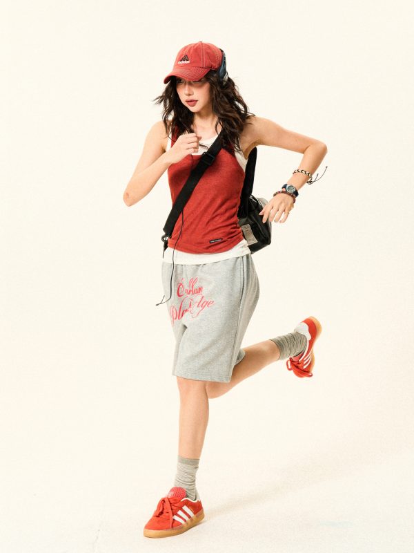 Color-Block Knitted Vest for Women - Spicy Girl American Style Slim-Fit Two-Piece Sports Top for Summer