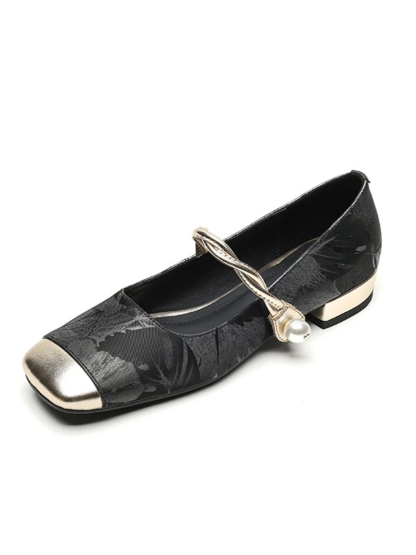 Color-Block Low-Heel Mary Jane Shoes for Women, Spring/Summer 2025 Square-Toe Chunky Heel in Large Sizes, Trendy Fashion Footwear