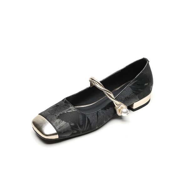 Color-Block Low-Heel Mary Jane Shoes for Women, Spring/Summer 2025 Square-Toe Chunky Heel in Large Sizes, Trendy Fashion Footwear