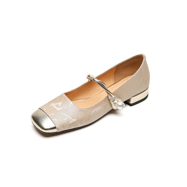 Color-Block Low-Heel Mary Jane Shoes for Women, Spring/Summer 2025 Square-Toe Chunky Heel in Large Sizes, Trendy Fashion Footwear