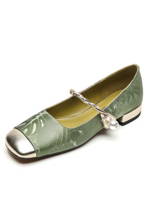 Color-Block Low-Heel Mary Jane Shoes for Women, Spring/Summer 2025 Square-Toe Chunky Heel in Large Sizes, Trendy Fashion Footwear