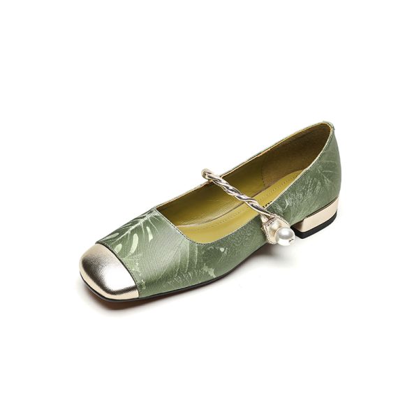 Color-Block Low-Heel Mary Jane Shoes for Women, Spring/Summer 2025 Square-Toe Chunky Heel in Large Sizes, Trendy Fashion Footwear
