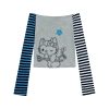 Color-Block Striped Long Sleeve Top with One-Word Collar - Lightweight Summer Fashion for Cool Girls