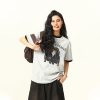 Color-Blocked American Retro Short Sleeve T-Shirt for Women - Trendy Summer Top for Small Dogs - Casual Fashion