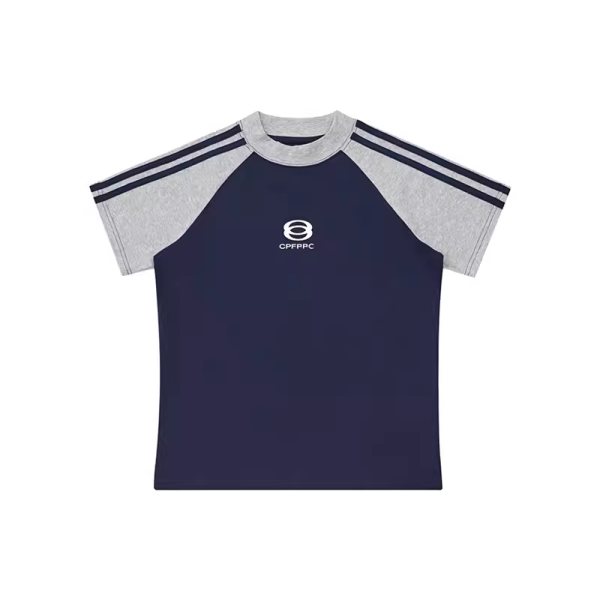 Color-Blocked Raglan Sleeve T-Shirt for Women - Slim-Fit, Stretchy Summer Top with Letter Print - 90s Inspired Style