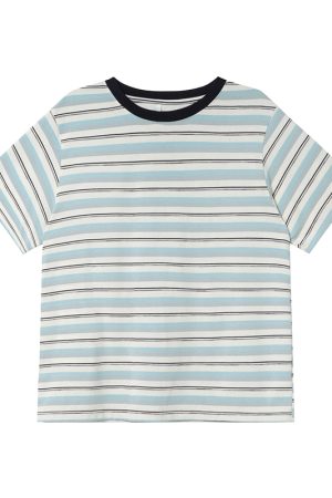 Color-Blocked Striped Short-Sleeve T-Shirt for Women â€“ Loose Slimming Round Neck Top in Petite Sizes, Spring Summer 2025 Fashion