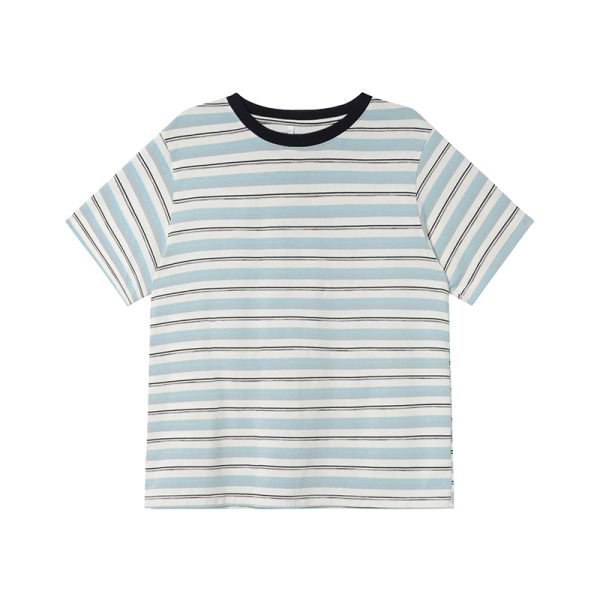 Color-Blocked Striped Short-Sleeve T-Shirt for Women â€“ Loose Slimming Round Neck Top in Petite Sizes, Spring Summer 2025 Fashion