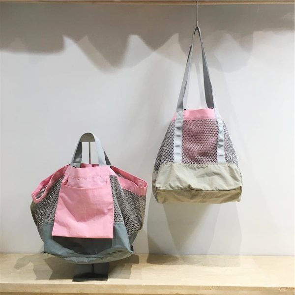 Color-Blocking Net Shoulder Bag - Summer Casual Large Capacity Reversible Shopping Bag for Trendy Niche Style