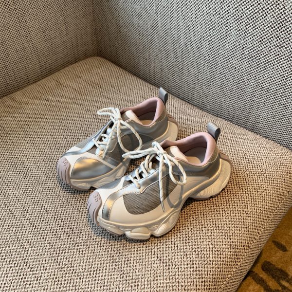 Color-Blocking Thick-Soled Dad Shoes for Women, Trendy 2025 Lace-Up Mesh Casual Sneakers, Versatile Y2K Style Sports Footwear