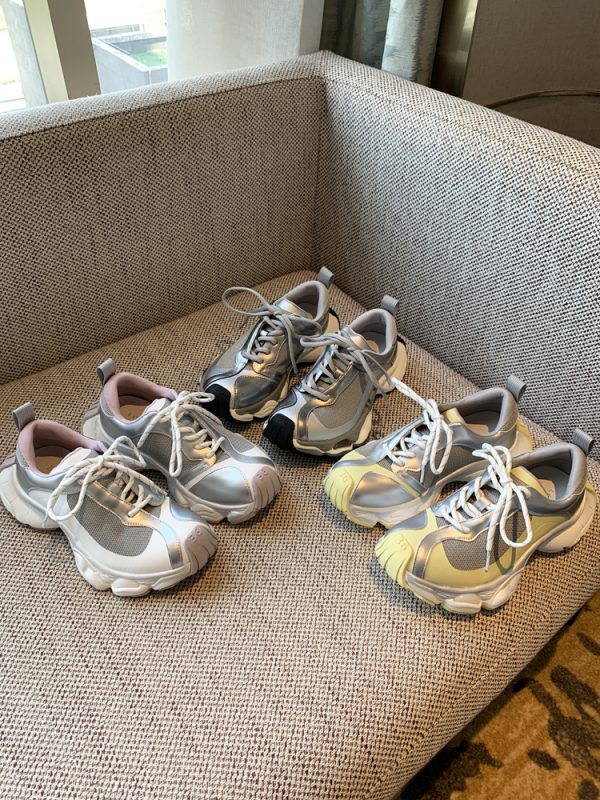 Color-Blocking Thick-Soled Dad Shoes for Women, Trendy 2025 Lace-Up Mesh Casual Sneakers, Versatile Y2K Style Sports Footwear