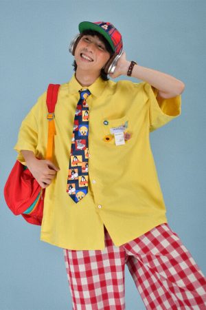 Colorful Candy Color Short Sleeve Shirt for Couples - Versatile Loose Fit Half Sleeve Top - Trendy Multi-Dopamine Style