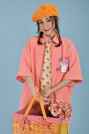 Colorful Candy Color Short Sleeve Shirt for Couples - Versatile Loose Fit Half Sleeve Top - Trendy Multi-Dopamine Style