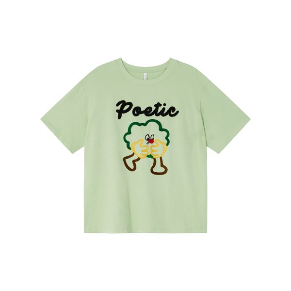 Colorful Embroidered Dog T-Shirt for Women - Summer Loose Fit Pure Cotton Short Sleeve Top, Cute and Fun Pet Lover Style