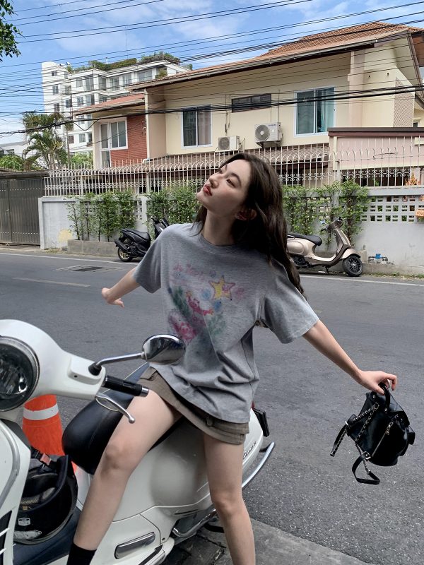 Colorful Panda Print Loose Fit T-Shirt for Women - Summer Short and Long Sleeve Top, Petite Style, Cute Casual Wear