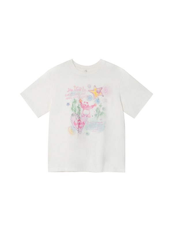 Colorful Panda Print Loose Fit T-Shirt for Women - Summer Short and Long Sleeve Top, Petite Style, Cute Casual Wear