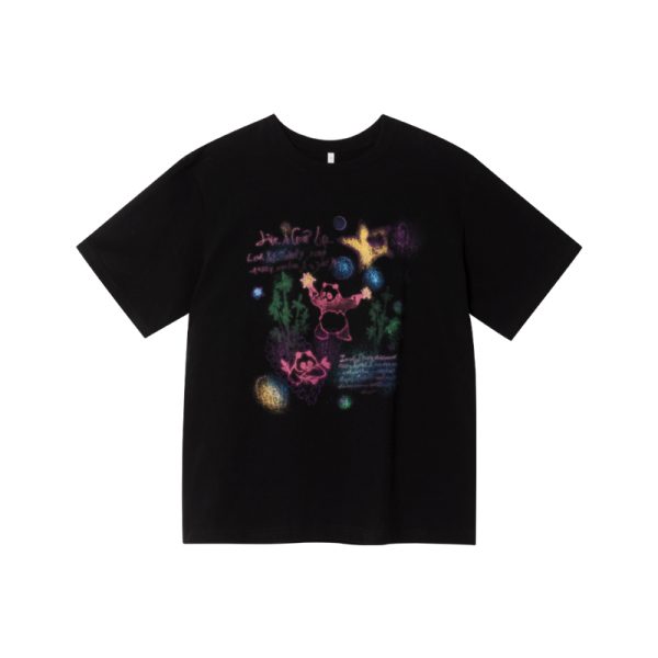Colorful Panda Print Loose Fit T-Shirt for Women - Summer Short and Long Sleeve Top, Petite Style, Cute Casual Wear