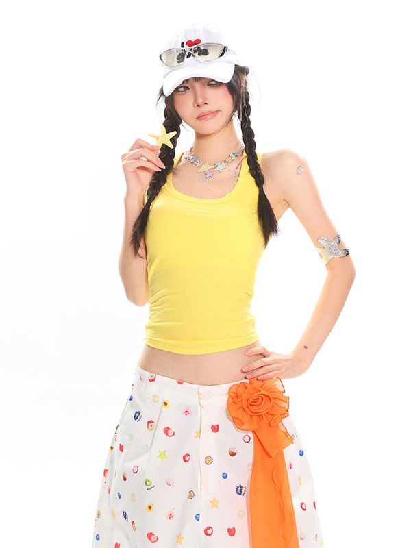 Colorful Summer Tank Top for Women - Slim Fit High-Quality Dopamine Movement Design, Trendy Casual Wear, Y2K Style
