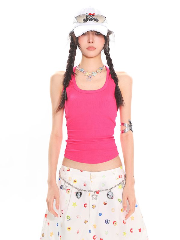Colorful Summer Tank Top for Women - Slim Fit High-Quality Dopamine Movement Design, Trendy Casual Wear, Y2K Style