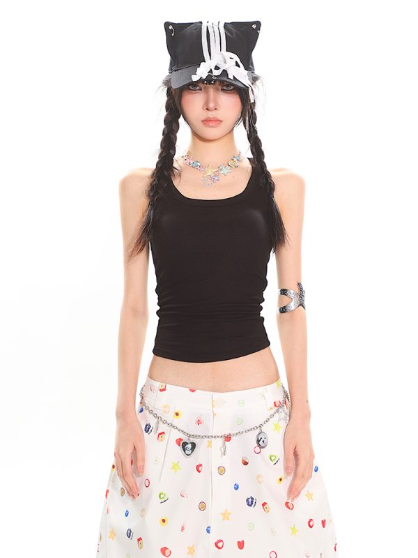 Colorful Summer Tank Top for Women - Slim Fit High-Quality Dopamine Movement Design, Trendy Casual Wear, Y2K Style