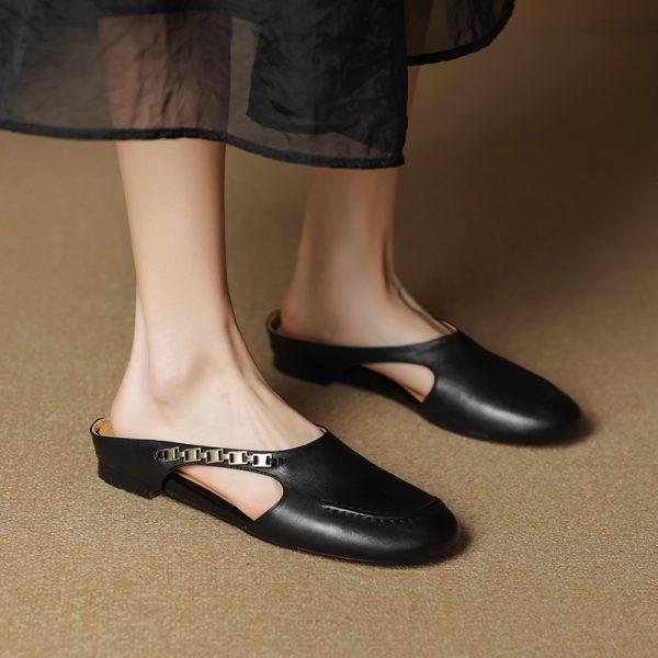 Comfortable Open-Toe Leather Sandals for Women - Breathable Flat Slippers, Italian Style Fashion