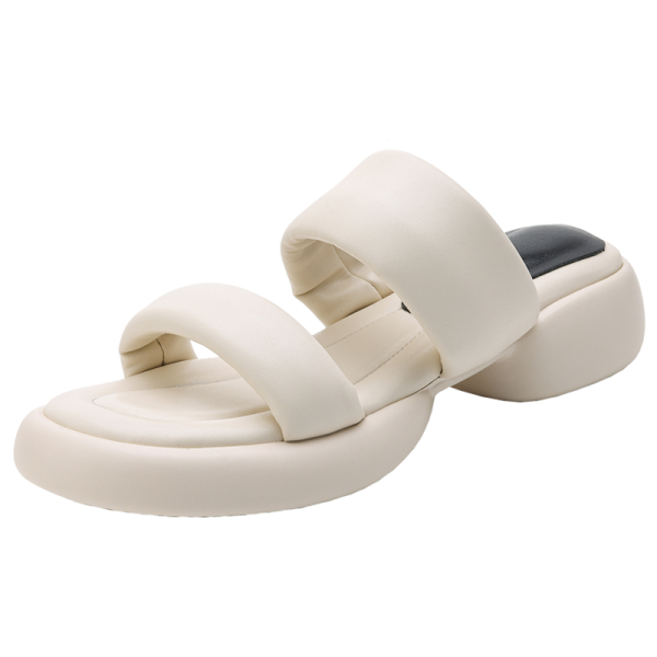 Comfortable Women's Summer Sandals with French Mid-Heel, Thick Soft Sole, Italian Corso Venezia Style for Outdoor Wear