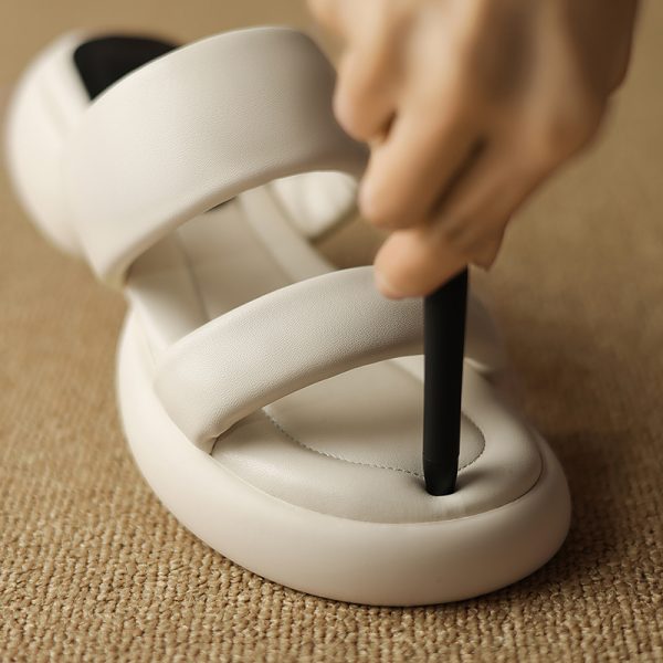 Comfortable Women's Summer Sandals with French Mid-Heel, Thick Soft Sole, Italian Corso Venezia Style for Outdoor Wear