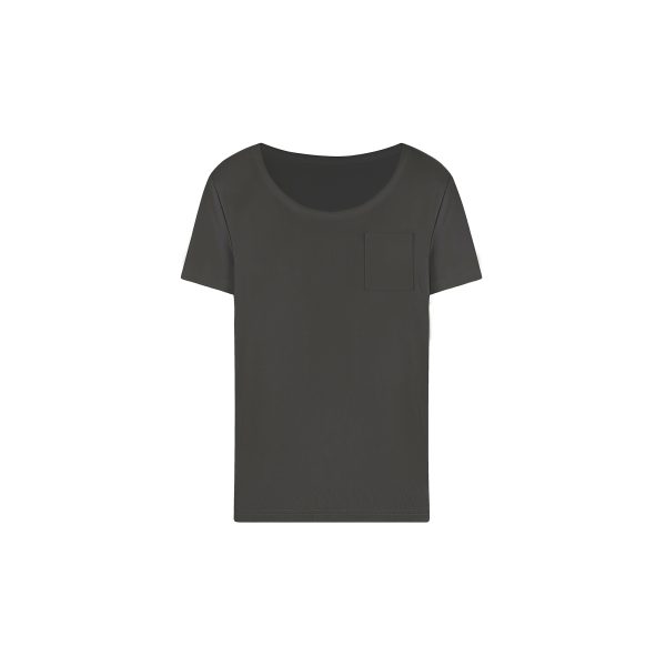 Cool Feel Loose Short Sleeve T-Shirt with Big Round Neck and Low-Cut Design - Perfect for Casual 90s Style