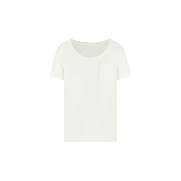 Cool Feel Loose Short Sleeve T-Shirt with Big Round Neck and Low-Cut Design - Perfect for Casual 90s Style