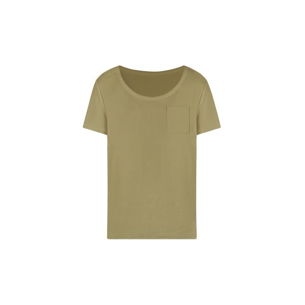 Cool Feel Loose Short Sleeve T-Shirt with Big Round Neck and Low-Cut Design - Perfect for Casual 90s Style