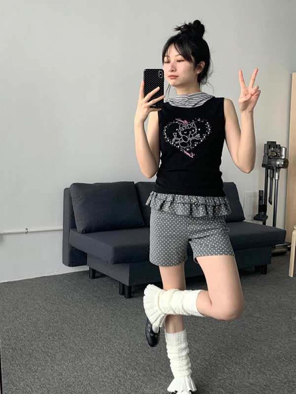 Cool Girl Summer Hooded Sleeveless Vest - Casual Printed Tee Top for Y2K Style