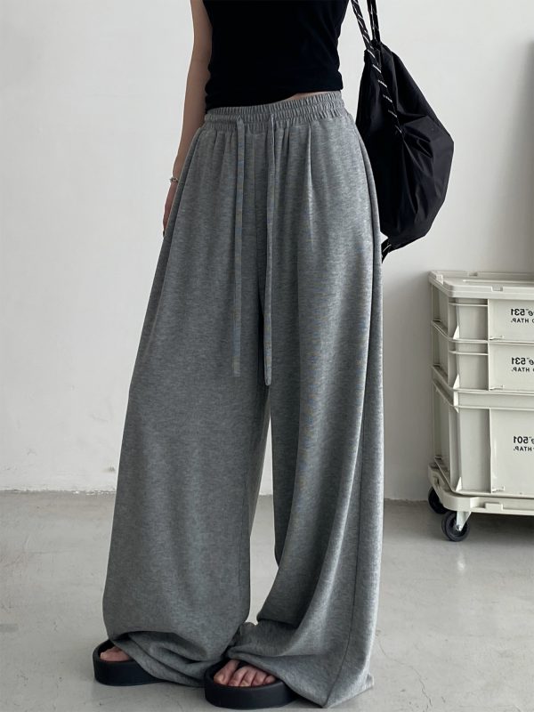 Crispy Soft Wide-Leg Pants for Spring & Autumn - Casual Loose Draped Design, Perfect for Lazy Days and Effortless Style