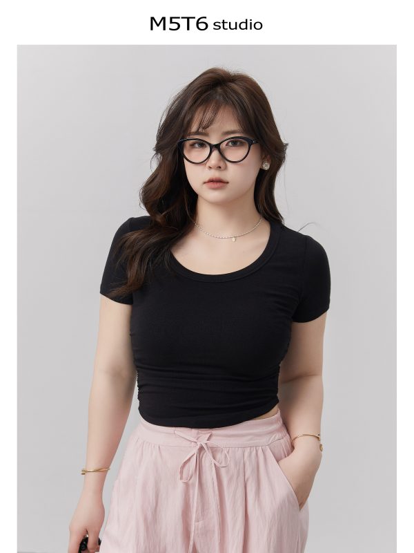 Curvy High Elastic Slimming Short Sleeve T-Shirt for Plus Size, Comfortable Inner Top, Trendy Casual Wear