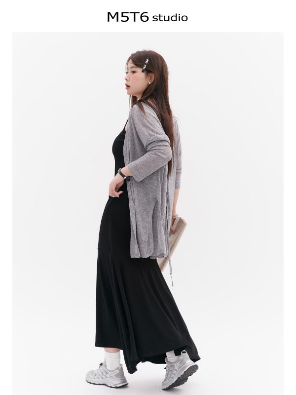 Curvy Mermaid Sister Flirty Irregular Split Fish Tail Dress with Slimming Spaghetti Straps - Trendy Y2K Style for Effortless Elegance